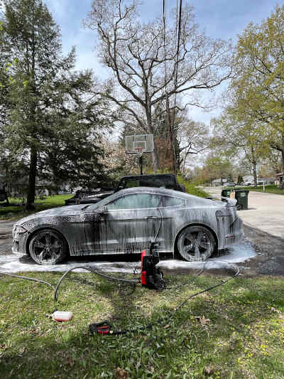 Click for larger view of Mustang being washed.